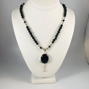 Genuine Onyx and Sterling Silver Necklace